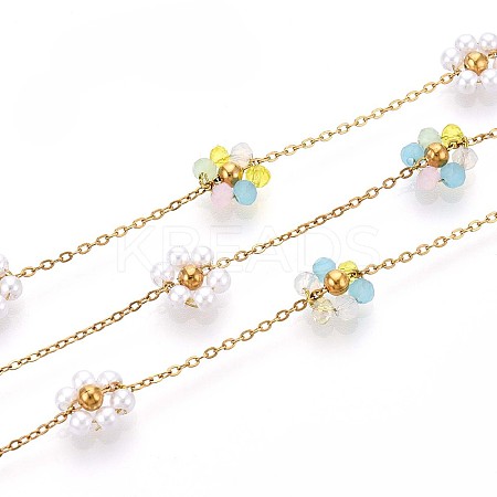 304 Stainless Steel Flower Cable Chains CHS-N005-02B-G-1