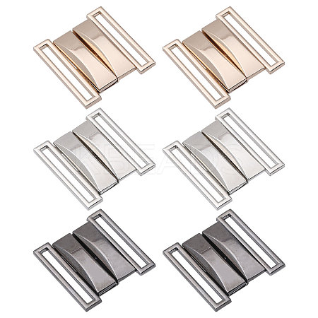 6 Pairs 3 Colors Alloy Interlocking Clasps FIND-CA0009-21-1