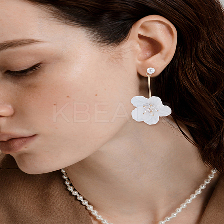 1 Pair Flower Alloy Dangle Stud Earrings EJEW-LP0007-085-1