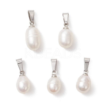 Natural Cultured Freshwater Pearl Rice Charms PALLOY-JF04961-1