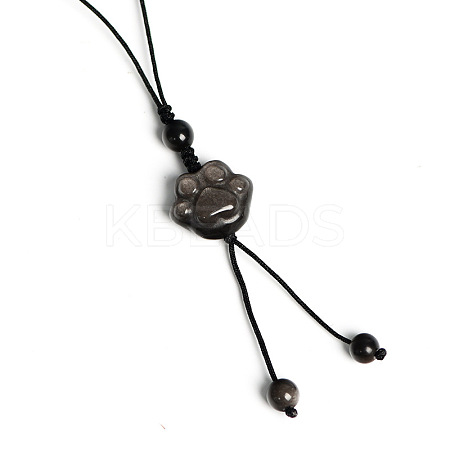 Natural Silver Obsidian Pendant for Mobile Phone Strap PW-WG59344-04-1