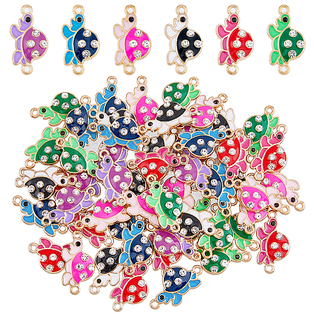 60Pcs 6 Colors Alloy Enamel Connector Charms ENAM-HY0001-26-1