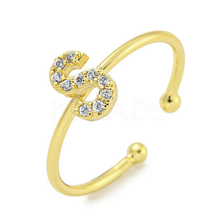 Rack Plating Brass Open Cuff Rings for Women RJEW-F162-02G-S-1