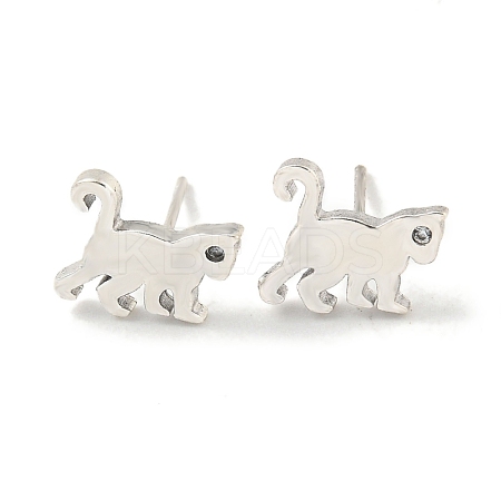 Rack Plated Monkey Brass Micro Pave Clear Cubic Zirconia Stud Earrings for Women EJEW-Z048-07P-1