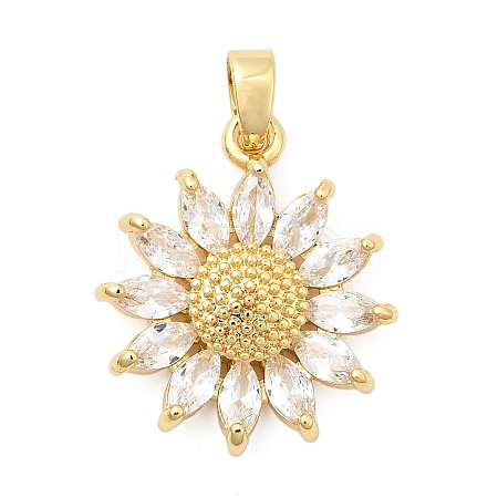Brass Micro Pave Clear Cubic Zirconia Pendants KK-G542-04G-02-1