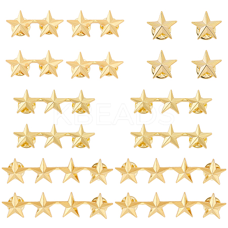 16Pcs 4 Styles Star Zinc Alloy Brooches JEWB-HY0001-41G-1