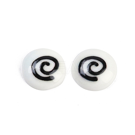 White and Black Flat Round Cartoon Resin Cabochons LS-CRES-Q009-01E-1