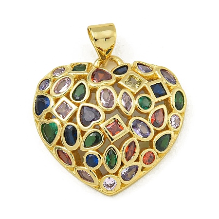 Rack Plating Brass Pave Cubic Zirconia Pendants KK-U029-08G-03-1