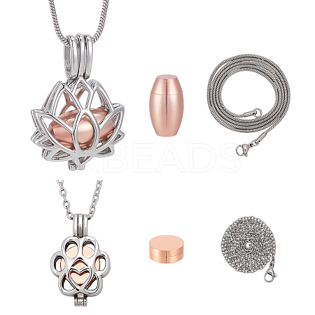 2Pcs 2 Styles Stainless Steel Pendant Urn Ashes Necklaces NJEW-ME0001-10-1