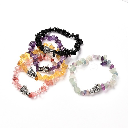 Natural & Synthetic Mixed Gemstone Stretch Bracelet for Men Women BJEW-JB06706-1