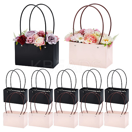 12Pcs 2 Colors Kraft Paper Bouquet Storage Tote Bags ABAG-BC0001-67-1