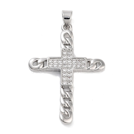 Rack Plating Brass Clear Cubic Zirconia Pendants KK-M293-12P-1