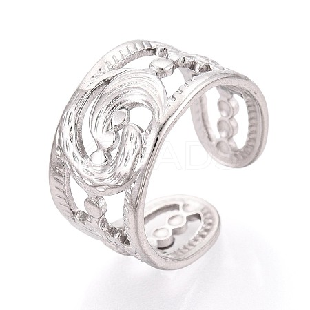 304 Stainless Steel Cuff Rings for Women RJEW-N052-08P-1