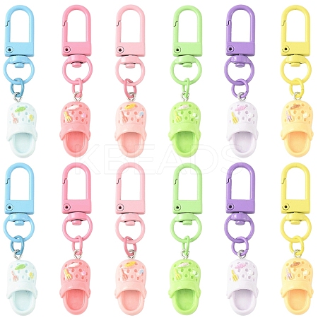 12Pcs 6 Colors Resin Shoes Pendant Decorations HJEW-YW00238-1