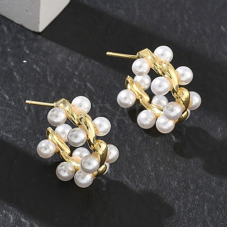 Brass Stud Earrings for Women EJEW-A168-21G-1