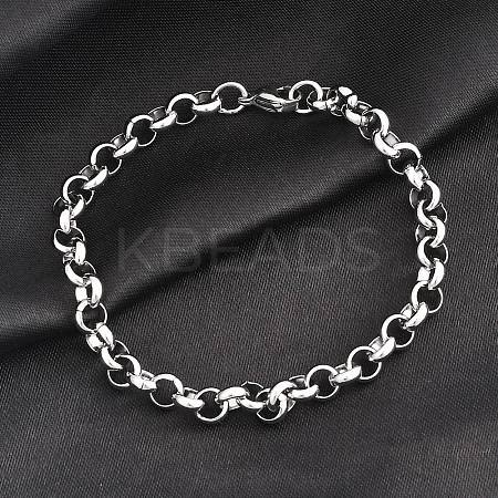 Tarnish Resistant 304 Stainless Steel Cable Chain Bracelets BJEW-I202-02B-1