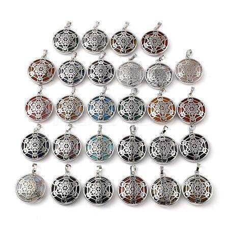 Natural & Synthetic Mixed Gemstone Pendants G-P498-04P-1