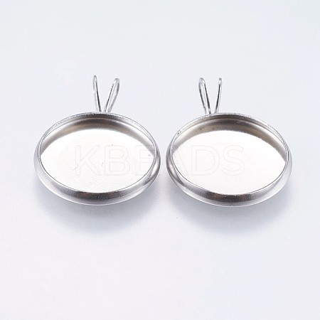 Tarnish Resistant 304 Stainless Steel Pendant Cabochon Settings STAS-I069-37-14MM-1