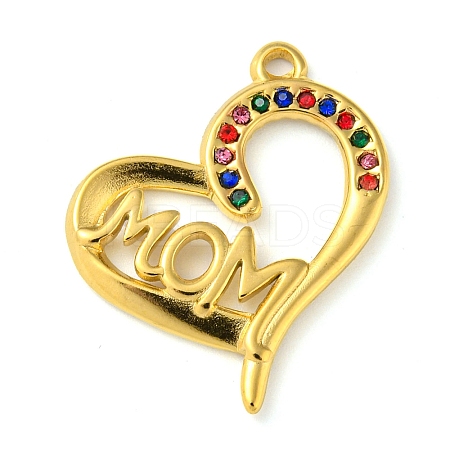 Ion Plating(IP) Real 18K Gold Plated 304 Stainless Steel Rhinestone Pendants STAS-P341-11G-02-1