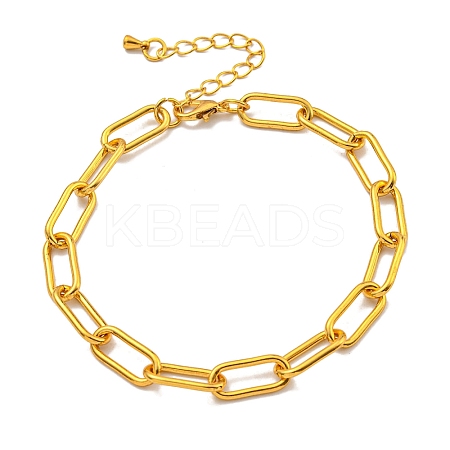 Brass Paperclip Chains Bracelets for Women BJEW-G703-09G-1