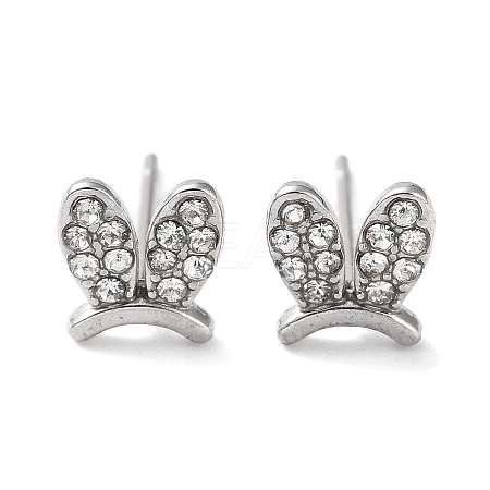 304 Stainless Steel with Rhinestone Stud Earrings EJEW-Q788-02P-1