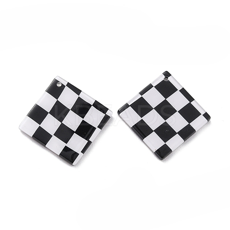 Checkerboard Style Rhombus Acrylic Pendants OACR-G008-01A-1