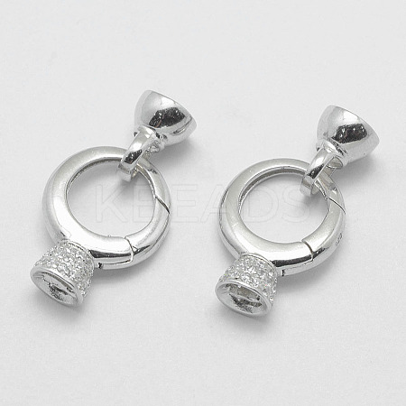 Anti-Tarnish Rhodium Plated 925 Sterling Silver Key Clasps STER-E056-048P-1