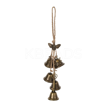 Iron Bell & Alloy Key/Sun/Moon Charm Hanging Ornaments HJEW-JM03430-1