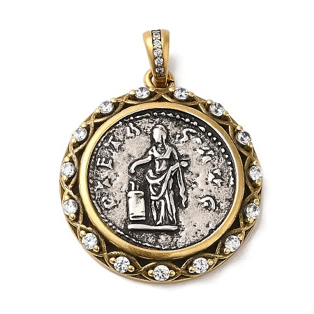 Brass with Cubic Zirconia Pendants KK-Z033-13AS-1