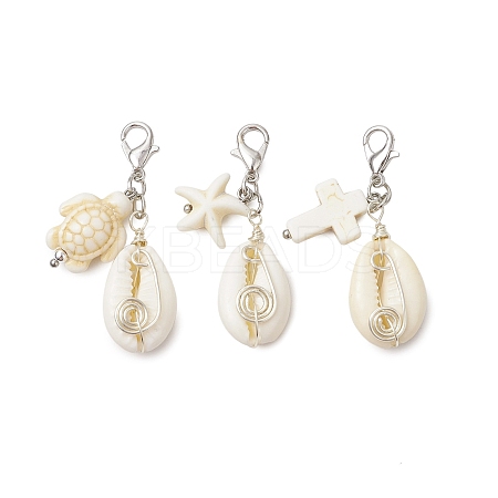 Natural Mixed Cowrie Shell Pendant Decorations HJEW-JM02922-02-1