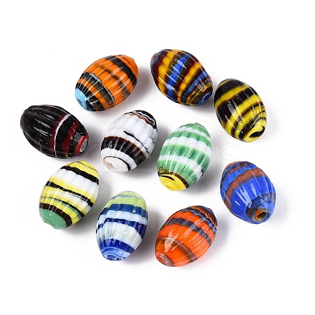 Handmade Stripe Lampwork Beads LAMP-N042-05-1