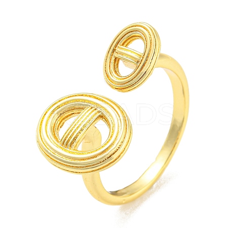 Rack Plating Brass Hollow Oval Open Cuff Rings RJEW-Q784-17G-1