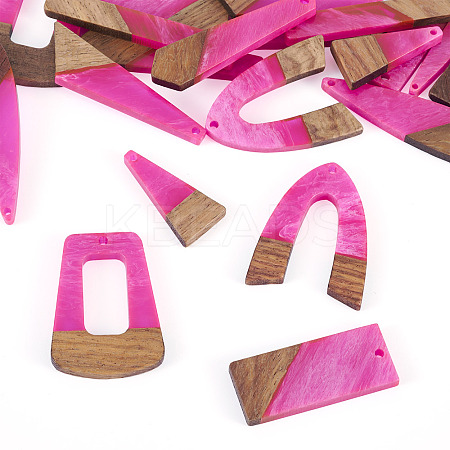 20Pcs 10 Styles Resin & Wood Pendants WOOD-TA0002-67B-1
