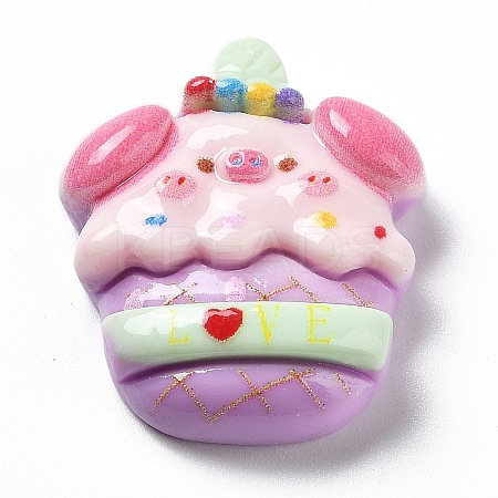 Pig Theme Opaque Resin Decoden Cabochons RESI-I057-A03-1