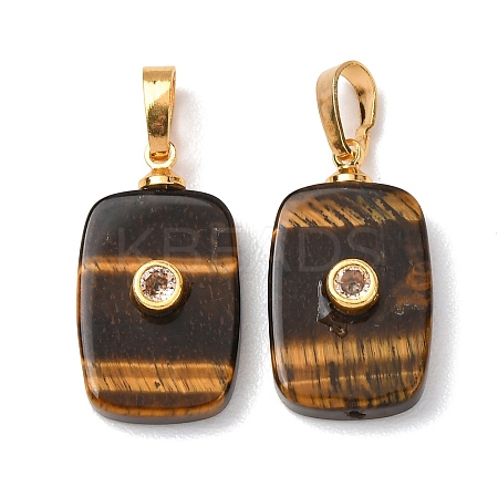 Natural Tiger Eye Pendants G-P628-01G-03-1