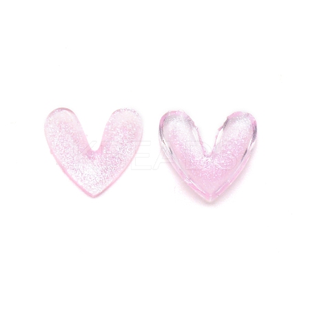 3D Heart with Glitter Powder Resin Cabochons MRMJ-TAC0004-26D-1