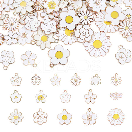 64Pcs 16 Styles Alloy Enamel Pendants ENAM-TA0004-13-1