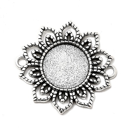 Tibetan Style Alloy Flower Cabochon Connector Bezel Settings LS-PALLOY-J494-06AS-1