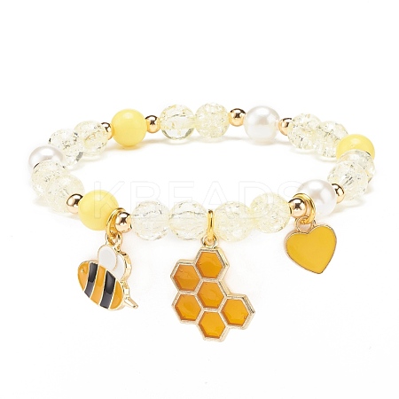 Acrylic Imitation Pearl Stretch Bracelet BJEW-JB08448-01-1