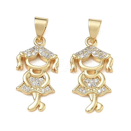 Brass Micro Pave Clear Cubic Zirconia Pendants CU-CBA9AFC-01G-18-1