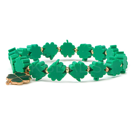Alloy & Polymer Clay Heishi Charm Bracelets BK9964-24-1