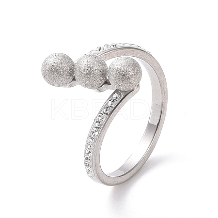 Crystal Rhinestone Triple Round Ball Finger Ring RJEW-D120-17B-P-1