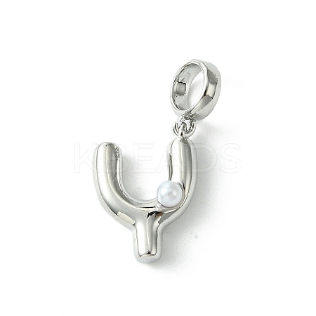 Rack Plating Brass with ABS Plastic Pearl European Dangle Charms KK-G501-02Y-P-1