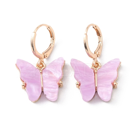 Plastic Butterfly Dangle Leverback Earrings EJEW-WH0017-53G-B-1