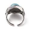 Oval Synthetic Turquoise Cuff Rings RJEW-B107-13AS-01-4