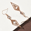 304 Stainless Steel Rhombus Dangle Earrings EJEW-Z129-10RG-3