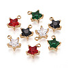 304 Stainless Steel and Cubic Zirconia Pendants STAS-T071-06M-G-1