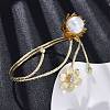 Lotus Alloy Arm Cuff Bangles for Girl Women AJEW-A063-01J-G-2