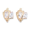 Brass Pave Clear Cubic Zirconia Pendants KK-N232-474LG-2
