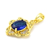 Brass Micro Pave Blue Cubic Zirconia Pendants KK-P263-06D-G-2
